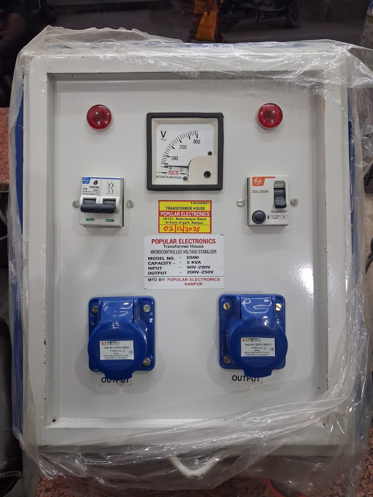 Step down transformer 220 to 110 volts with ELCB supplied for Hindustan Unilever Ltd.